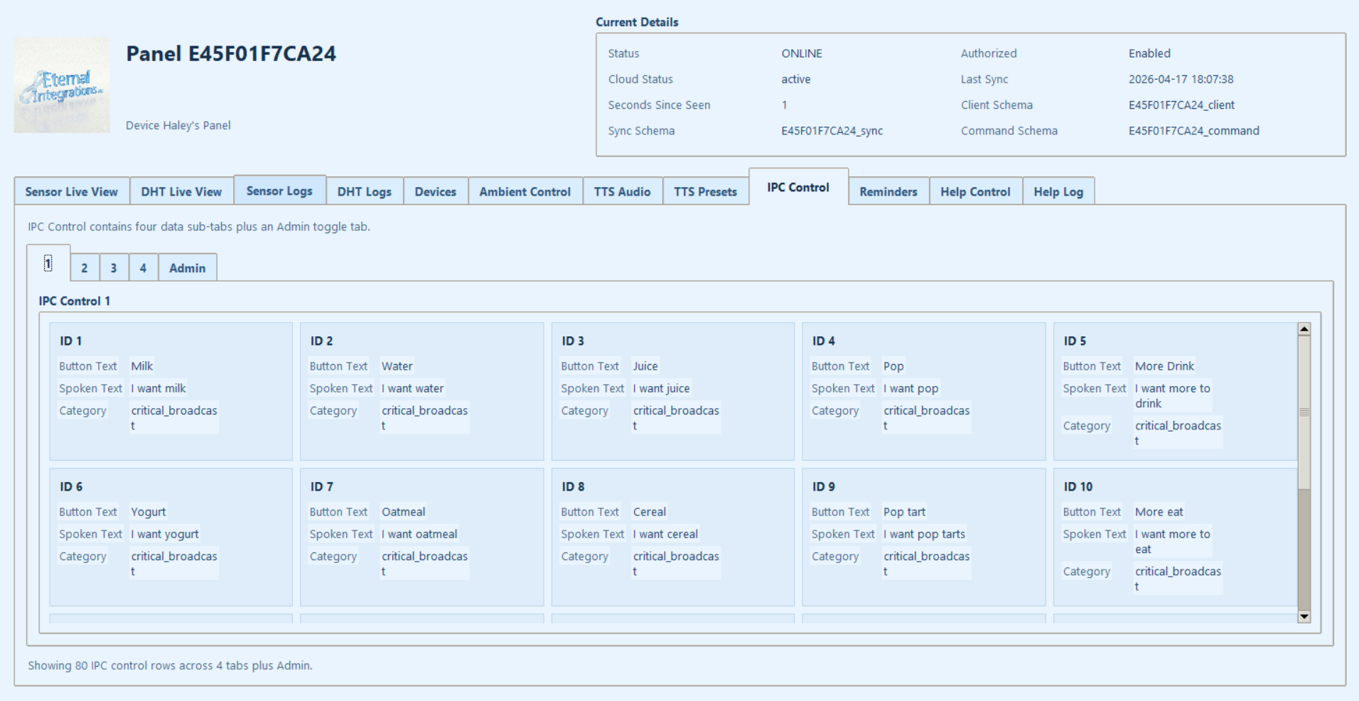 Picture communication button configuration